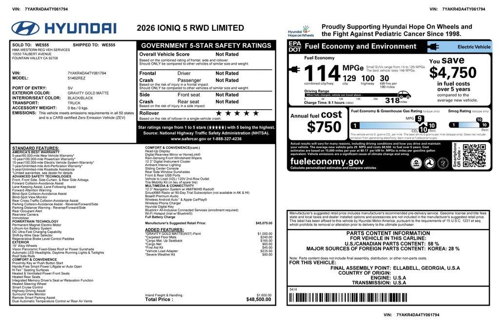 hyundai ioniq 5 2026 7YAKR4DA4TY061794 image hyundai ioniq 5 2026 7YAKR4DA4TY061794 image